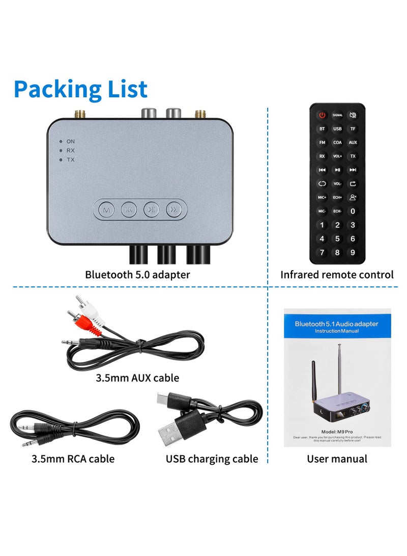 Bluetooth Audio Adapter Transmitter Receiver - Bluetooth 5.1 Receiver for Wired Speakers or Home Music Streaming Stereo System for Receiver Wireless Audio Adapter with Low Latency RCA AUX 3.5mm - Image 2