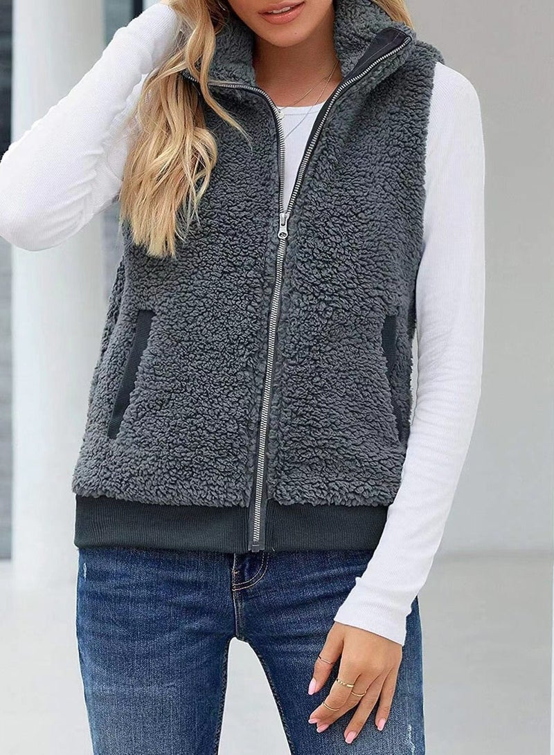 Loquat Autumn Winter Ladies Fashion Warm Wool Vest - Image 1