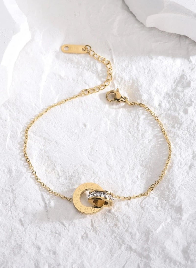 Equal Elegant & High Quality Stainless Steel Gold Plated Bracelet Bangle For Women - Image 3