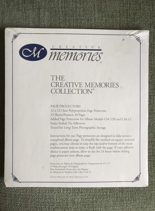 Creative Memories 12 X 12 Clear Page Protectors - 15 Sheets/30 Pages Safe Refills