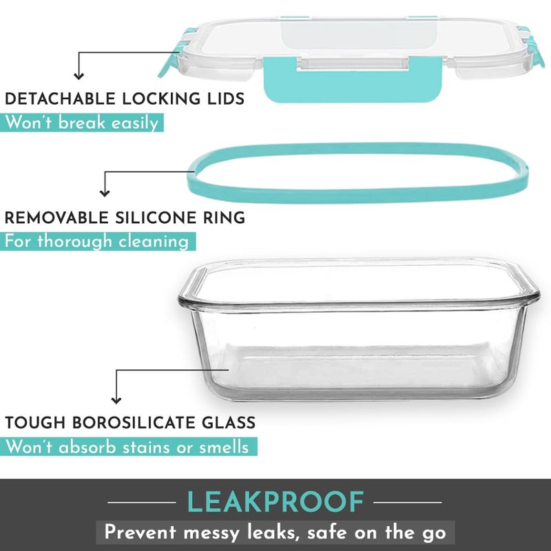 Magnus Magnus G-Lock Glass Food Rectangle Container with Break-Free Detachable Lock, 640ML Borosilicate Glass Lunch Box, Microwave and Oven Safe, Tiffin Box Safe for Easy Storage - Image 4