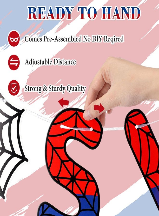 TaoBary Spider Theme 6th Birthday Banner, Pre-strung Swinging into 6 Banner, Spider 6th Birthday Decorations Party Supplies for Kids, Sixth Decor for 6 Year Old Boys Girls(Red and Blue) - Image 5