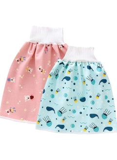Baby Diaper Skirt, Anti Bed-wetting Cotton Bed Clothes, Baby Boy Girl Night Time Potty Training Waterproof Baby Nappy Skirt, 2Pcs (M)
