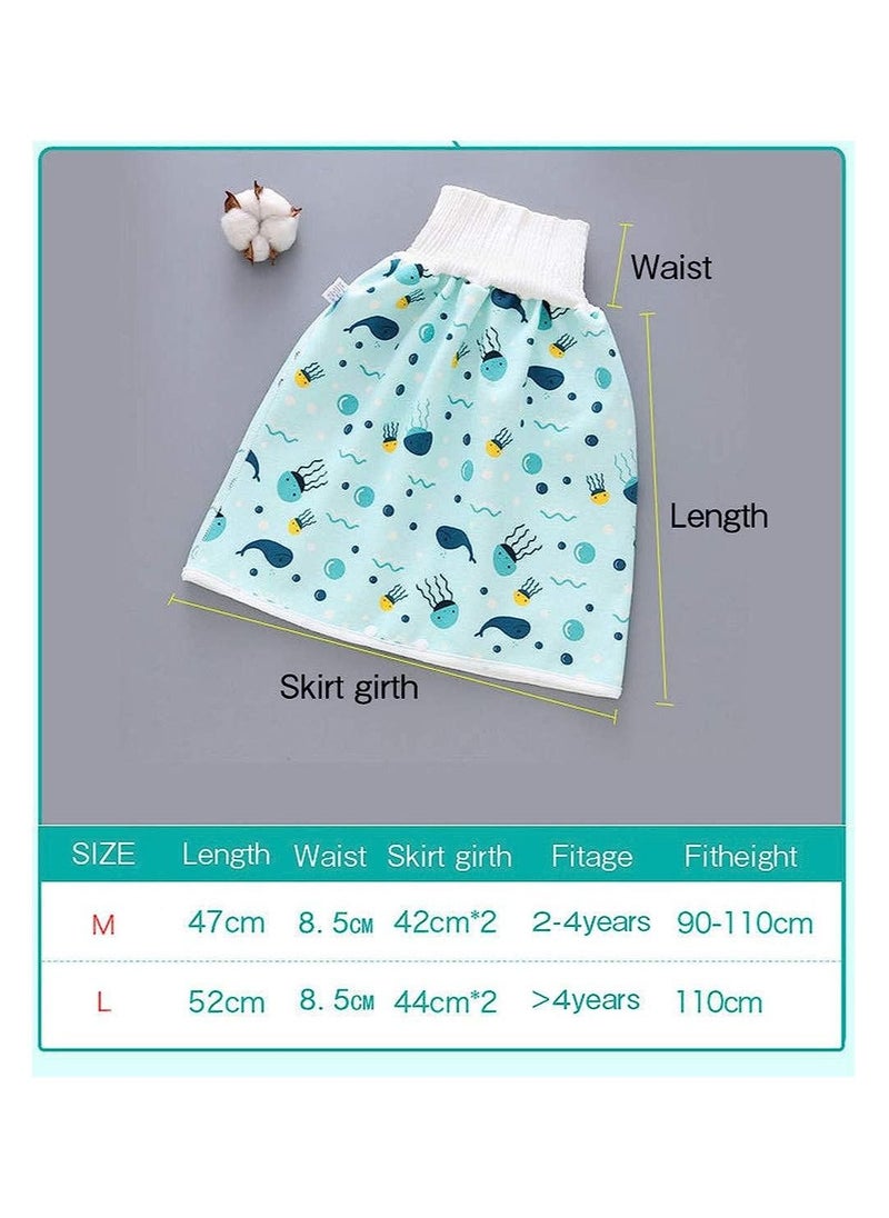 KASTWAVE - Baby Diaper Skirt, Anti Bed-wetting Cotton Bed Clothes, Baby Boy Girl Night Time Potty Training Waterproof Baby Nappy Skirt, 2Pcs (M) - Image 1