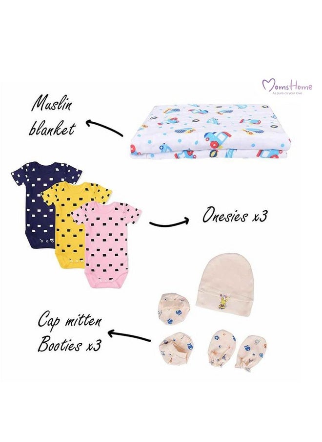 MOM'S HOME New Born Baby Essentials Gift Box Multicolor - Pack Of 35  - Image 3