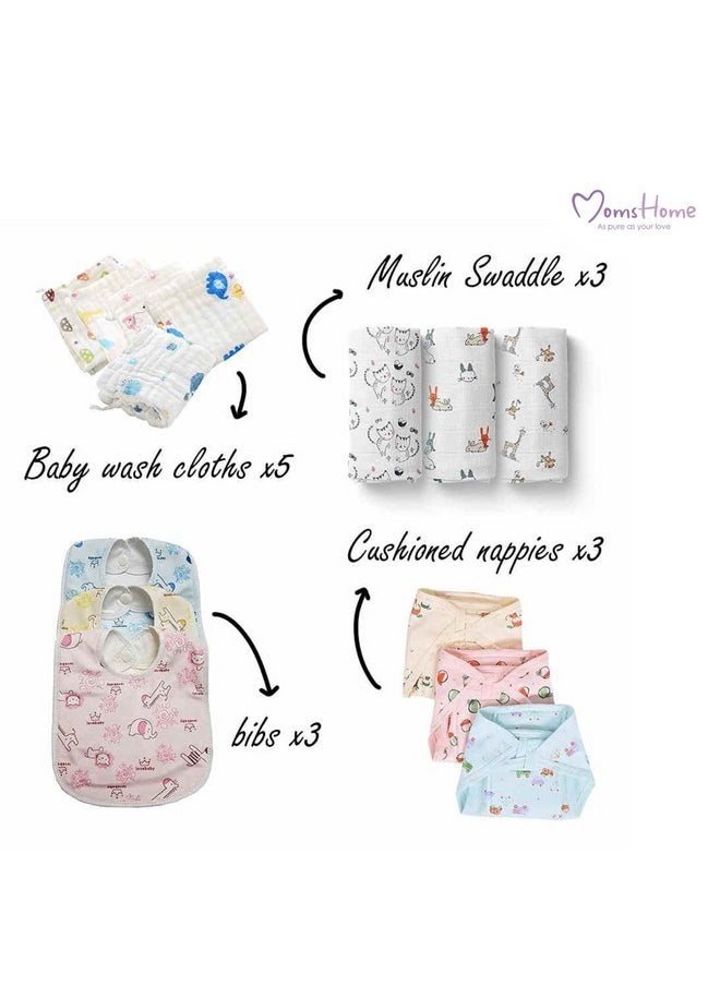 MOM'S HOME New Born Baby Essentials Gift Box Multicolor - Pack Of 35  - Image 5