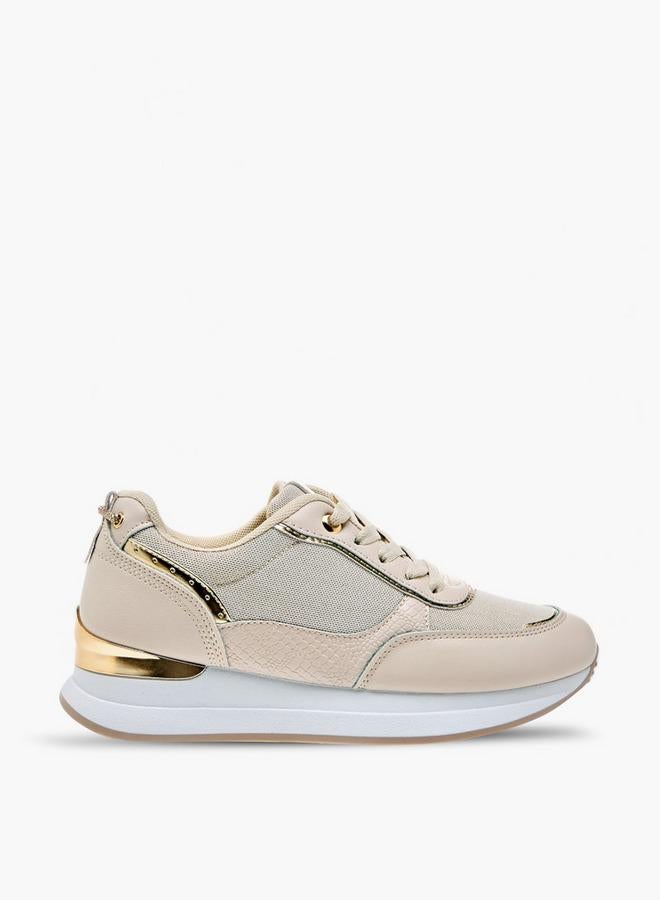 Flora Bella By Shoexpress Women Panelled Sneakers with Lace-Up Closure - Image 3