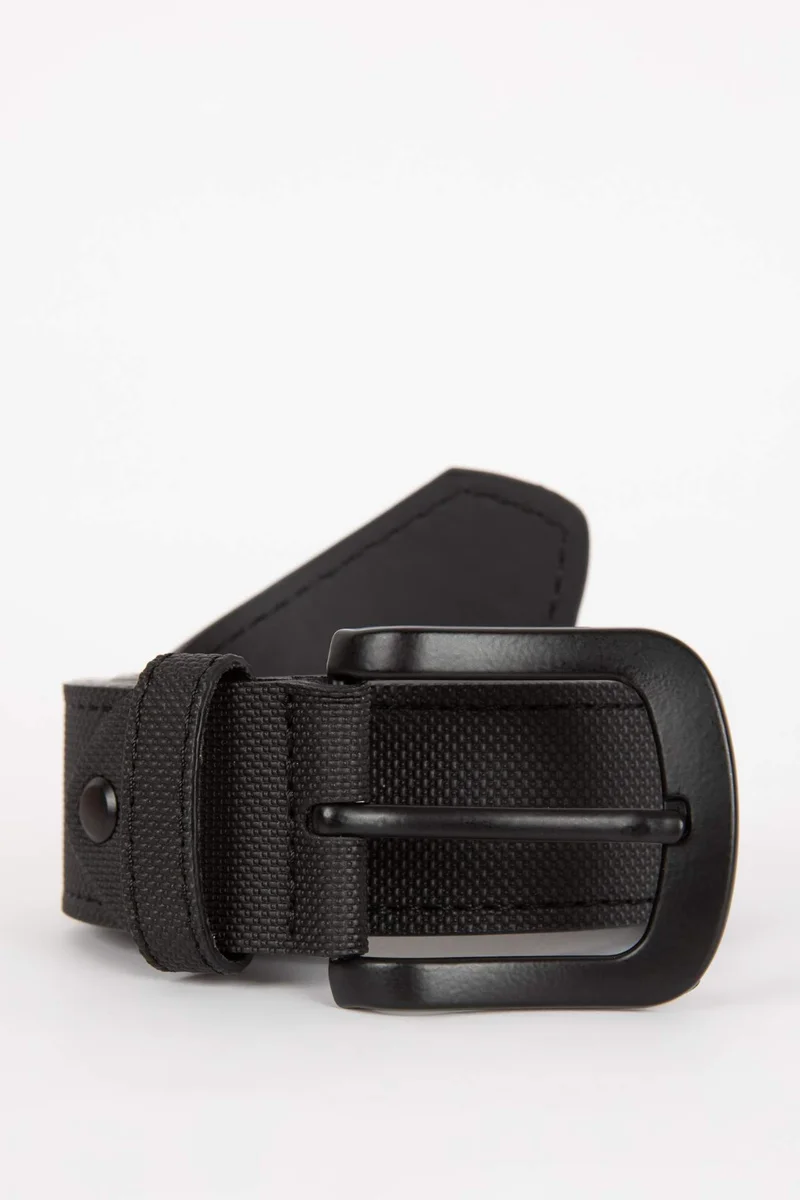 Men's Oval Buckle Faux Leather Belt