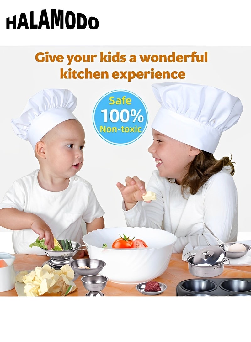 هالامودو 16 قطعة من ألعاب التظاهر باللعب في المطبخ مع مجموعة أواني وأواني طهي من الفولاذ المقاوم للصدأ أواني طبخ وإكسسوارات لعب المطبخ ألعاب أطفال وبنات وأولاد وأطفال صغار - Image 2