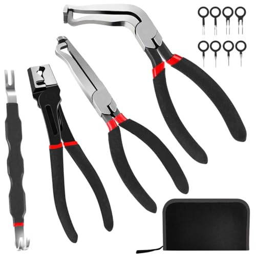 BCJCLTS 5 Pieces Electrical Disconnect Pliers for Cars, Electrical Connector Separator Tool and Automotive Electrical Connector Disconnect Pliers,Fuel Line Petrol Clip (Black 5 PCS) - Image 1