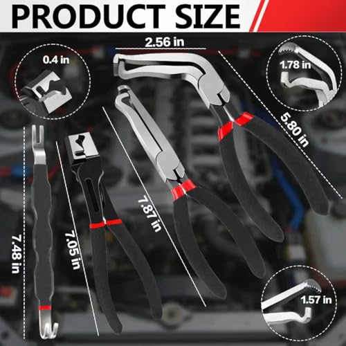 BCJCLTS 5 Pieces Electrical Disconnect Pliers for Cars, Electrical Connector Separator Tool and Automotive Electrical Connector Disconnect Pliers,Fuel Line Petrol Clip (Black 5 PCS) - Image 2