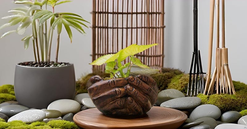 Lasaki Hand Antique Hand-Shaped Flower Pot for Indoor & Outdoor Plants | Decorative Balcony, Garden & Office Succulent Pot | Unique Designer Gamla Plant Holder (19.5cm X 16cm X 10cm) - Image 3