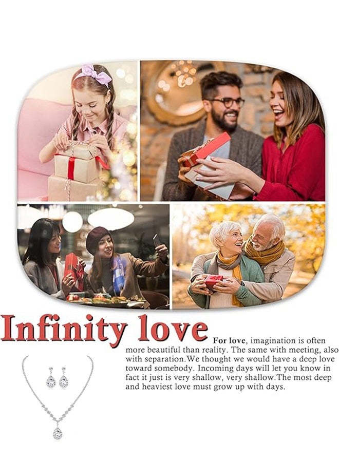 DUNISO 4Pcs Silver Jewelry Set with Clutch Purse, Deluxe Bag for Light Luxury Dinner Party, Bridal Wedding Choker Bracelet, Water Drop Pendant Necklace, Women Rhinestone Evening Clutch Bag - Image 3