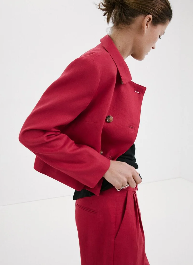 MANGO  Double-Breasted Linen Jacket for Women | Best Price UAE