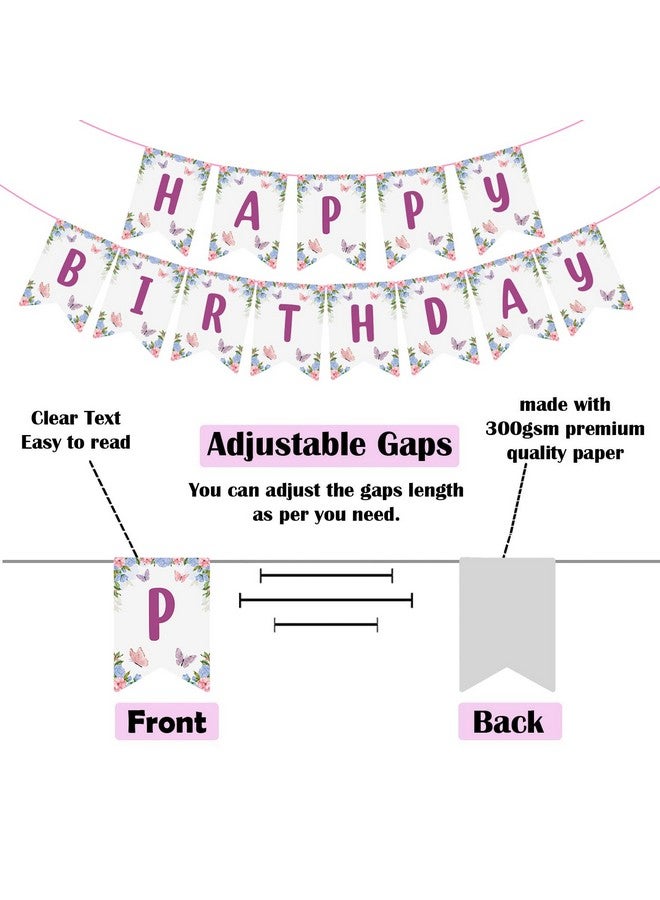Party Propz Party Propz Butterfly Theme Birthday Decorations- 77 Pcs 1st Decoration For Girls, 1 st Birthday Decoration Kit For Baby Girl | Foil, Metallic Balloons - Image 3