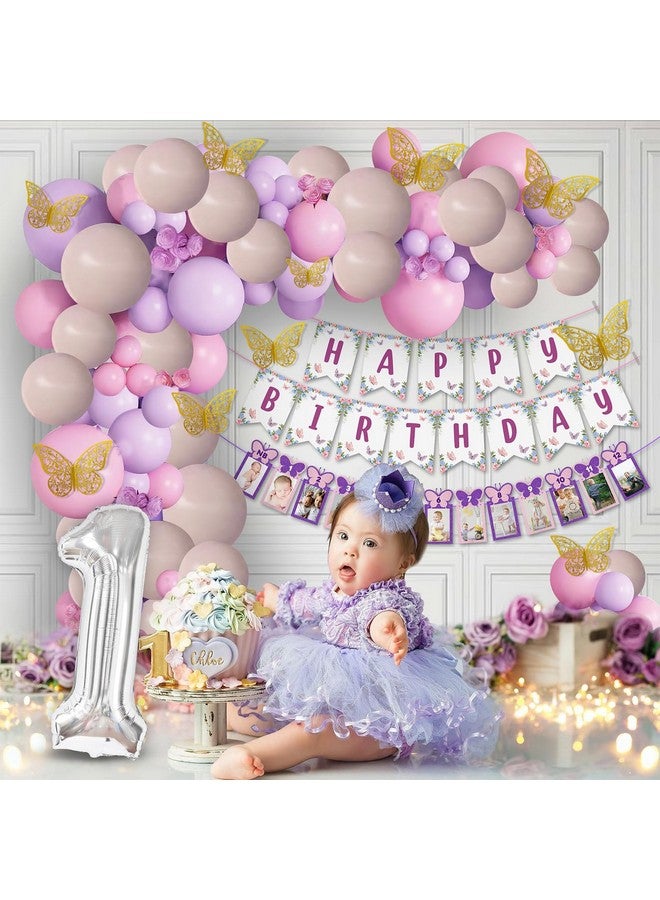 Party Propz Party Propz Butterfly Theme Birthday Decorations- 77 Pcs 1st Decoration For Girls, 1 st Birthday Decoration Kit For Baby Girl | Foil, Metallic Balloons - Image 5