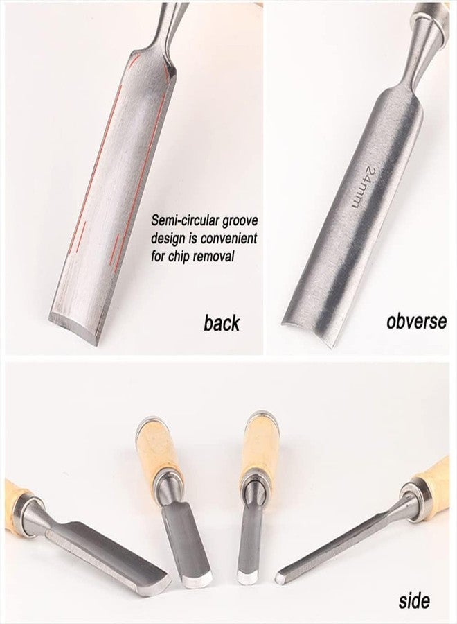 Omninmo 4PCS Semi-Circular Woodworking Chisel Set - Chrome Vanadium Steel Carpenter Wood Carving DIY Gouge Chisels for Beginners & Hobbyists - Image 3