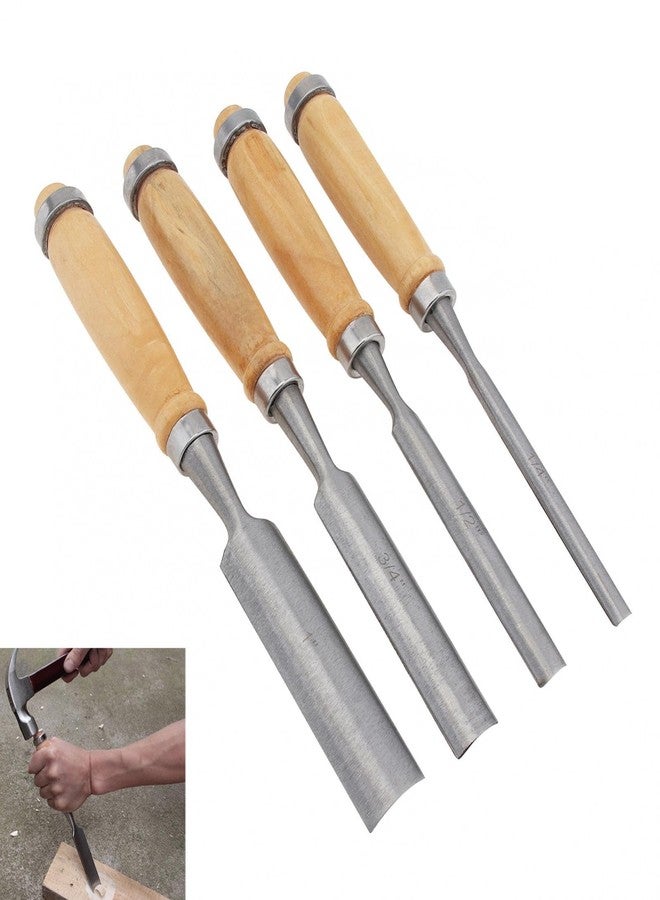 Omninmo 4PCS Semi-Circular Woodworking Chisel Set - Chrome Vanadium Steel Carpenter Wood Carving DIY Gouge Chisels for Beginners & Hobbyists - Image 1