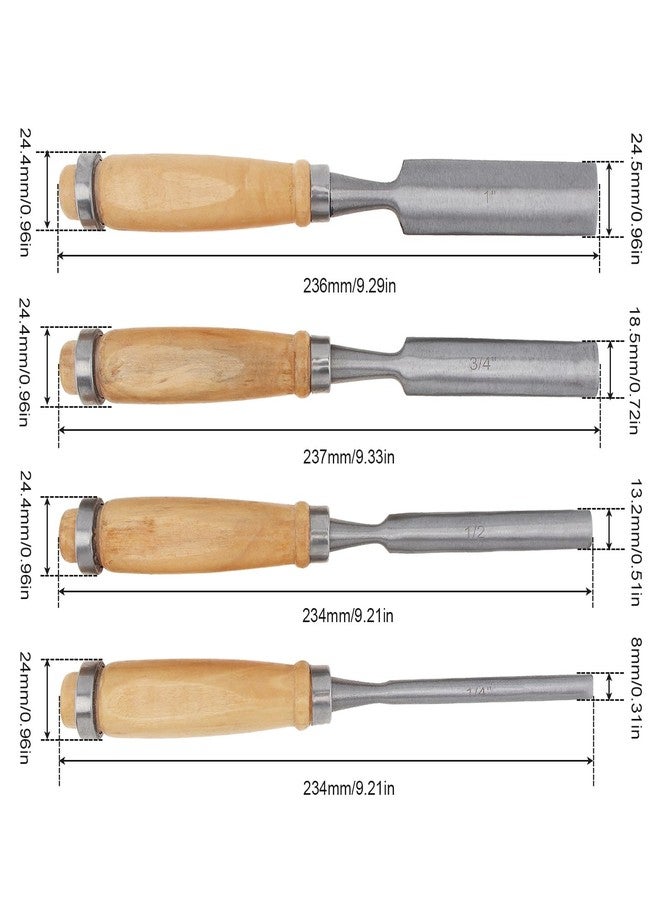 Omninmo 4PCS Semi-Circular Woodworking Chisel Set - Chrome Vanadium Steel Carpenter Wood Carving DIY Gouge Chisels for Beginners & Hobbyists - Image 5