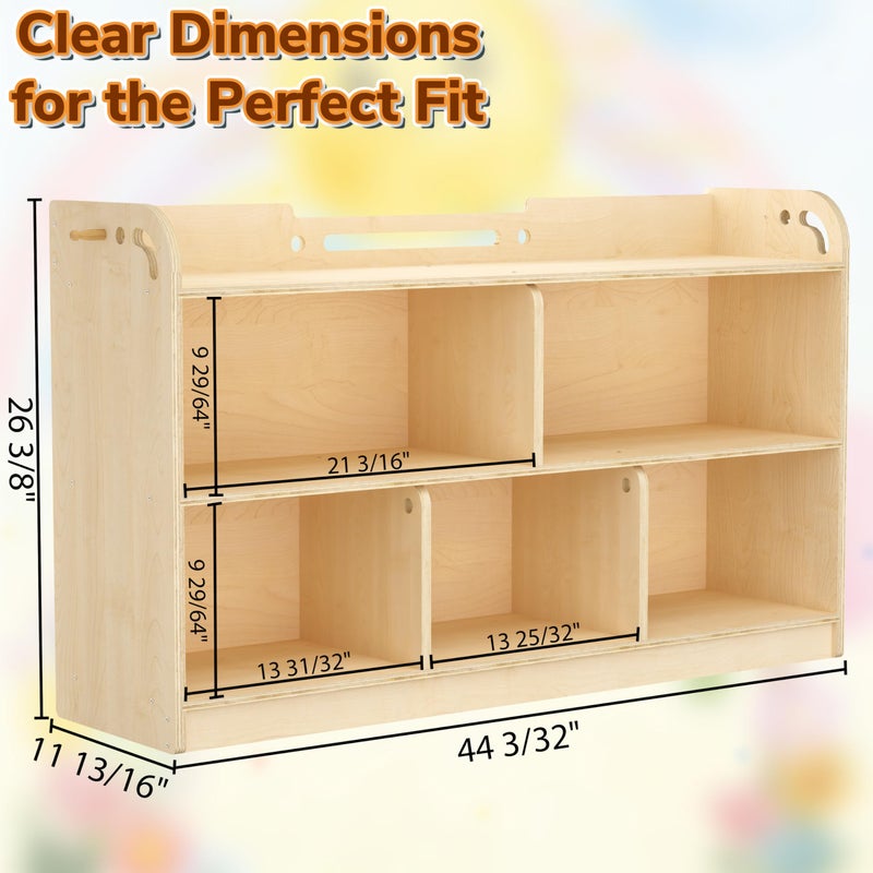 AMBIRD Wooden Kids Bookshelf, 5-Section Montessori Bookshelf, Toy Storage Organizer Cabinet, 2-Shelf Bookcase for Kids Room, Nursery, Classroom, Playroom, Living Room, Bedroom, Preschool - Image 3