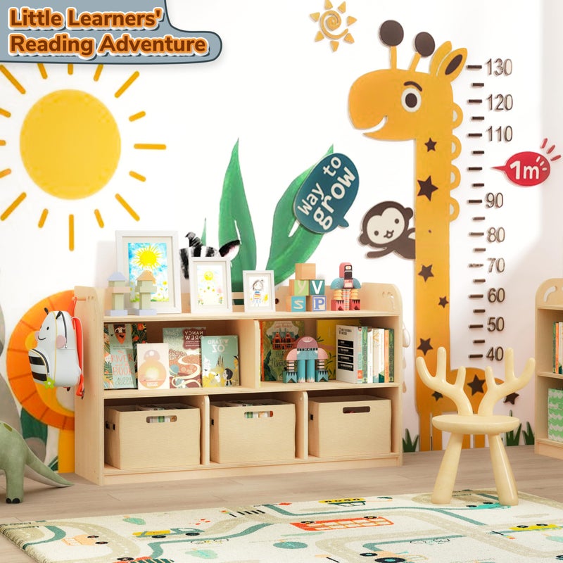 AMBIRD Wooden Kids Bookshelf, 5-Section Montessori Bookshelf, Toy Storage Organizer Cabinet, 2-Shelf Bookcase for Kids Room, Nursery, Classroom, Playroom, Living Room, Bedroom, Preschool - Image 2