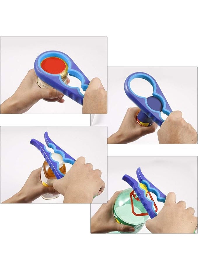 4 in 1 Can Opener Set,Multifunctional Can Opener Kitchen Gadgets,Bottle Opener Kit with Silicone Handle Openers for Arthritic Hand Rubber Jar Opener for Weak Hands - Image 2