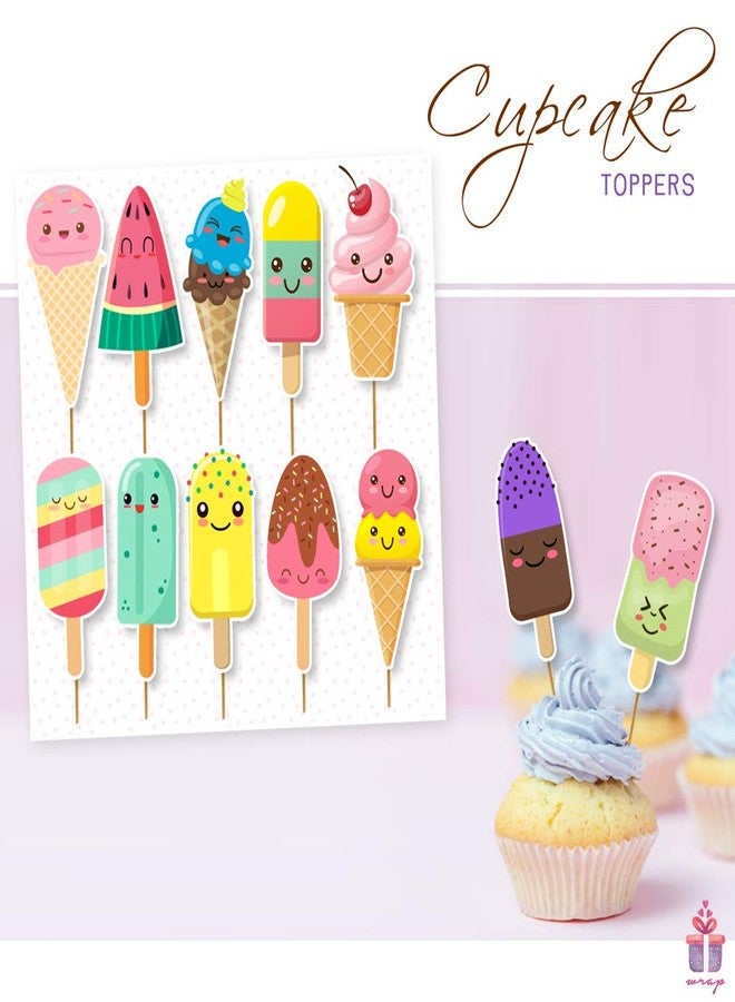 Suruchi Strokes Ice Cream Theme Birthday Decoration | Candy land Theme Cake Topper Banner Set for Kids Birthday Party - Image 1