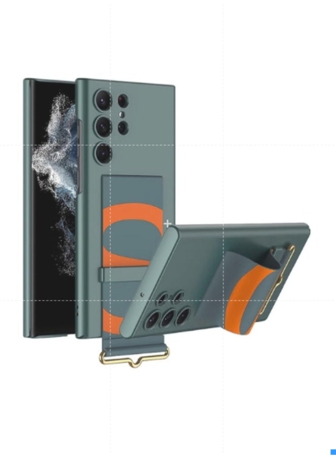 أنمي سامسونج جالاكسي S24 حقيبة فائقة السرعة مزودة بحزام، تتميز بخلفية جهاز كمبيوتر صلب وغطاء فائق النحافة مضاد للصدمات باللون الأخضر