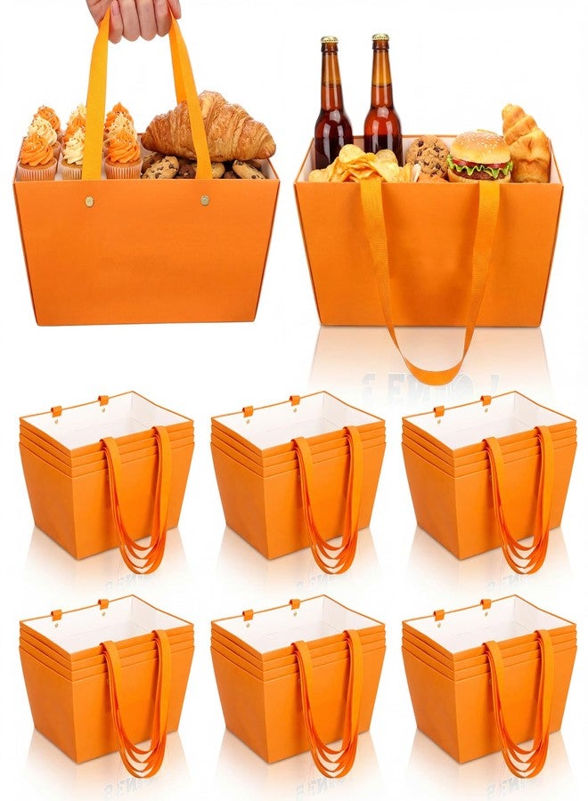 Glenmal 12 Pack Senior Night Basketball Baskets for Gifts Empty Basketball Kraft Paper Baskets with Handles Fillable Party Favor Bags for Sports Holiday Birthday Party Decor