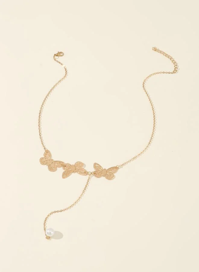 تايك تو Butterfly Lariat Necklace