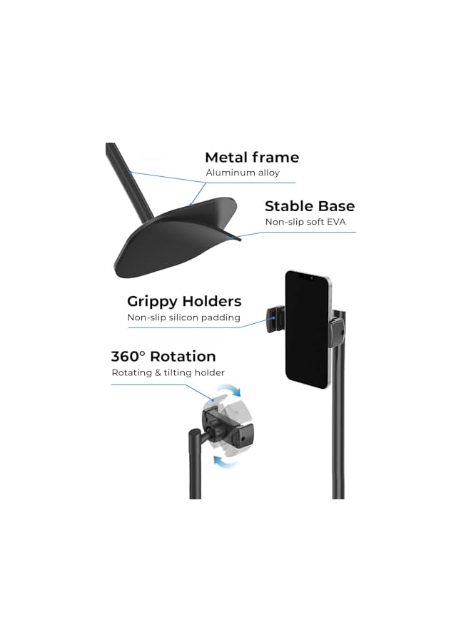 Excefore Height Adjustable Cell Phone Stand For Desk Desk Phone Stand For Recording Iphone Stand For Desk Accessories For Women Mobile Phone Holder Stand For Office Frost White - Image 4