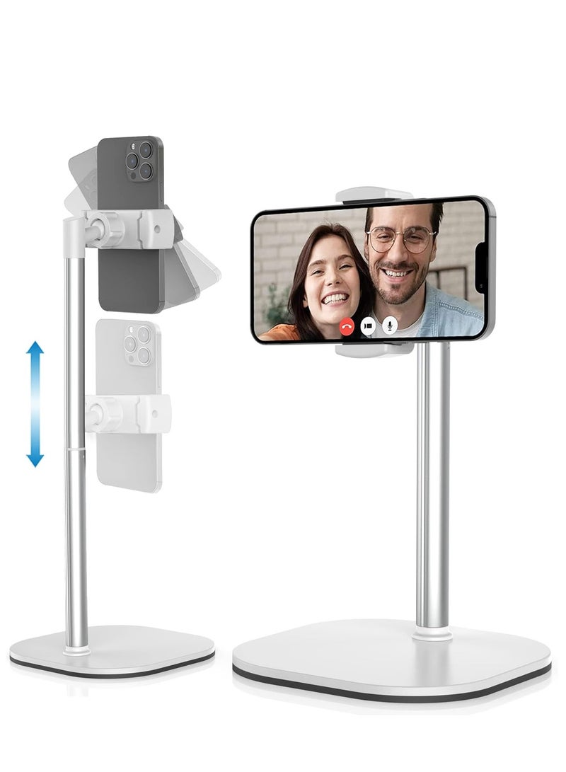 Excefore Height Adjustable Cell Phone Stand For Desk Desk Phone Stand For Recording Iphone Stand For Desk Accessories For Women Mobile Phone Holder Stand For Office Frost White - Image 1