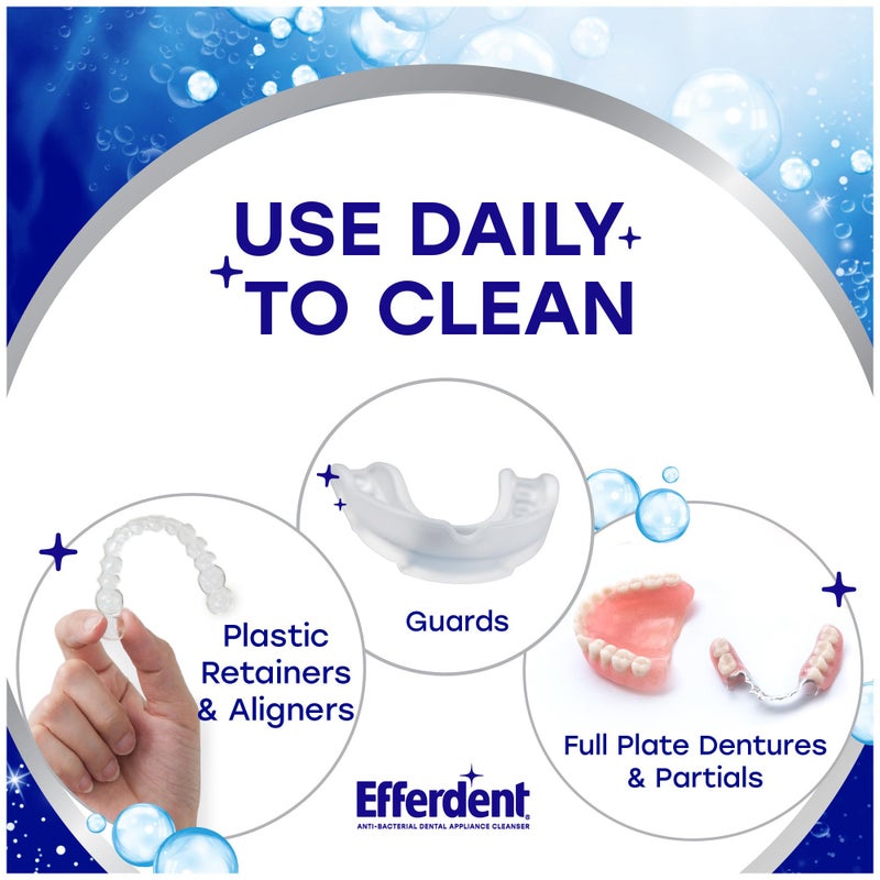 Efferdent Denture Cleaner Tablets â€“ Deep Clean Brightening for Dental Appliances, Aligners, Mouth Guard, and Retainer Cleaner Tablets, Complete Clean, 126 Count - Image 4