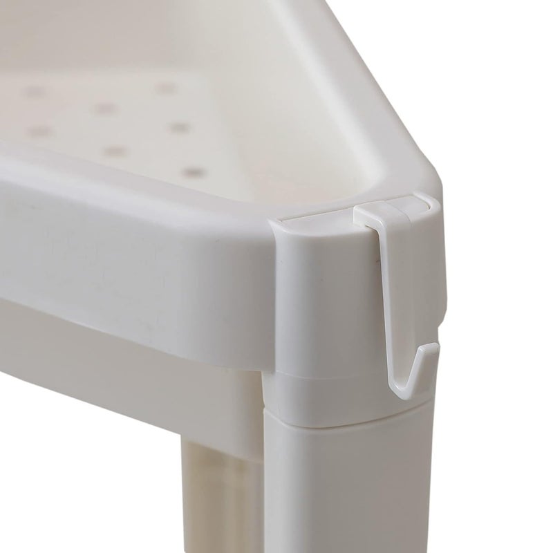 Kuber Industries Corner Shelf for Bathroom|3 Layer Triangle Rack for Storage|Plastic Shelf for Bathroom, Kitchen|Bathroom Shelf Organizer|White - Image 4