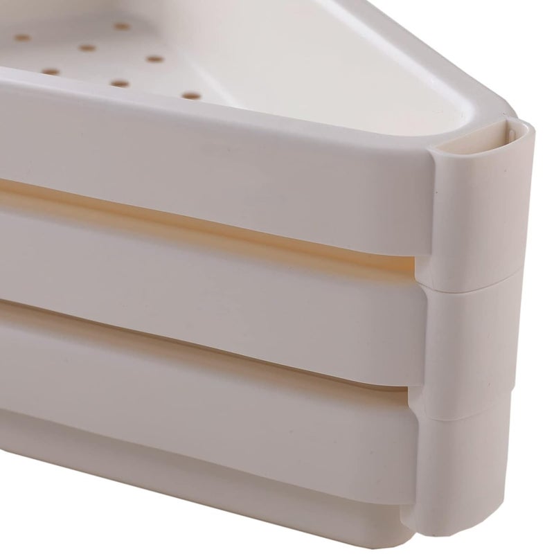 Kuber Industries Corner Shelf for Bathroom|3 Layer Triangle Rack for Storage|Plastic Shelf for Bathroom, Kitchen|Bathroom Shelf Organizer|White - Image 3