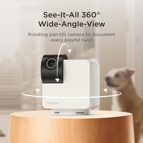 Petcube كاميرا بيتكوب كام 360 كاميرا تفاعلية واي فاي لحماية الحيوانات الأليفة والمنزل مع تطبيق الهاتف، فيديو بدقة 1080 بكسل، دوران 360°، رؤية ليلية، تنبيهات ذكية - Image 3