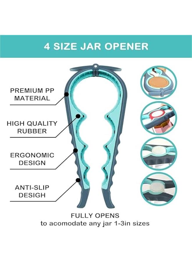 هوكور Zuelnote Jar Opener for Weak Hands, Seniors with Arthritis, Multi Function Bottle Opener Lid Opener For Arthritic Hands with Non Slip Rubber Jar opener Gripper Pad and Corkscrew Wine Opener (blue) - Image 4