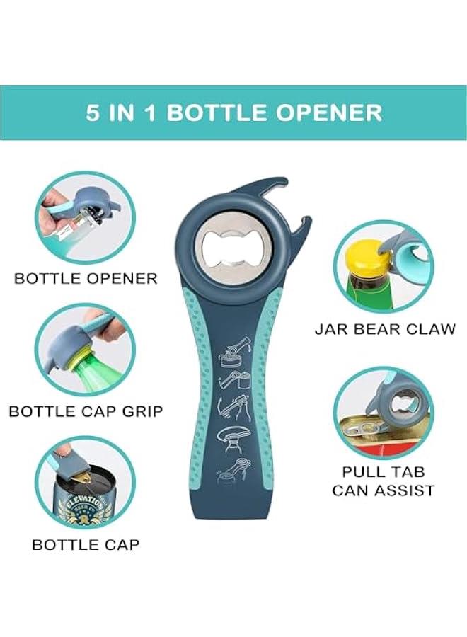 هوكور Zuelnote Jar Opener for Weak Hands, Seniors with Arthritis, Multi Function Bottle Opener Lid Opener For Arthritic Hands with Non Slip Rubber Jar opener Gripper Pad and Corkscrew Wine Opener (blue) - Image 5