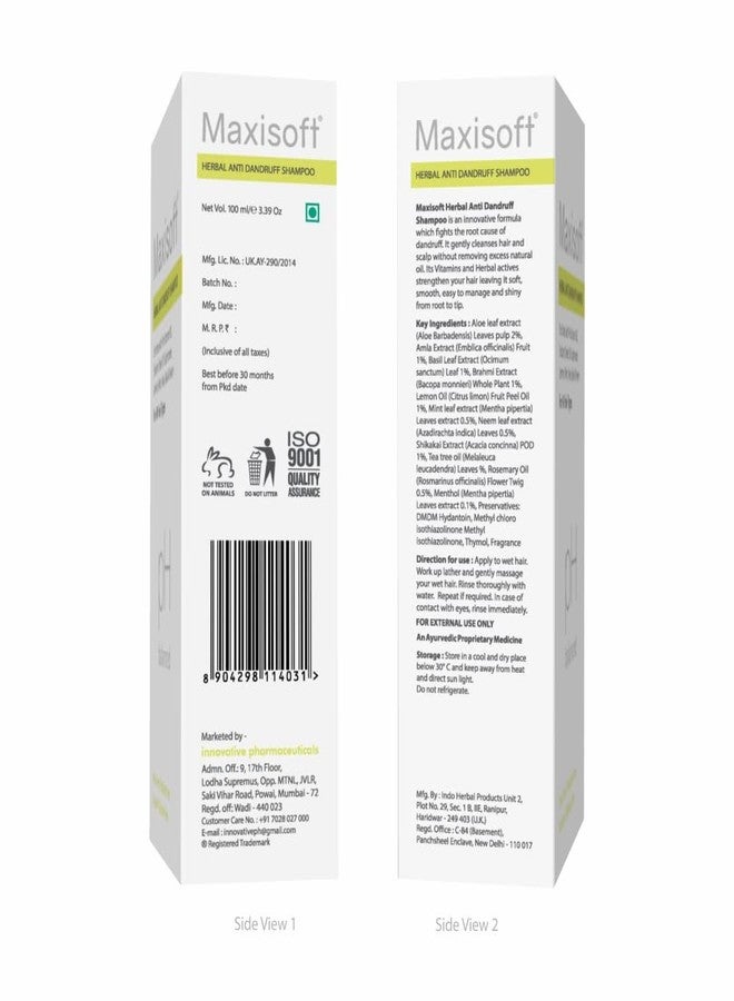 Maxisoft Herbal Anti Dandruff Shampoo | Controls Dandruff | for Dry and Frizzy Hair | Hair Fall Control |for Women & Men | SLS & Paraben Free 100ml (Pack Of 1) - Image 2