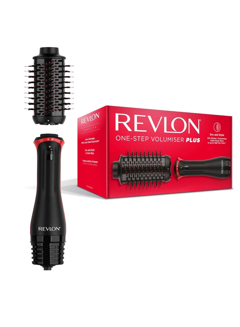 ريفلون مُكثِّف الشعر بخطوة واحدة بلس (رأس قابل للفصل، أسطوانة سيراميك تيتانيوم، شعيرات تصفيف مختلطة مع دبابيس من الفحم النشط، تقنية التورمالين الأيونية) - Image 1