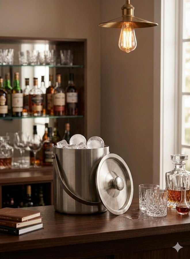 Nooks Stainless Steel Double Insulated ice Buckets 1ltr in Pack of 2 in Silver Color for Home, Bar and Mini-Bar and for Cocktail and mocktail Parties - Image 4