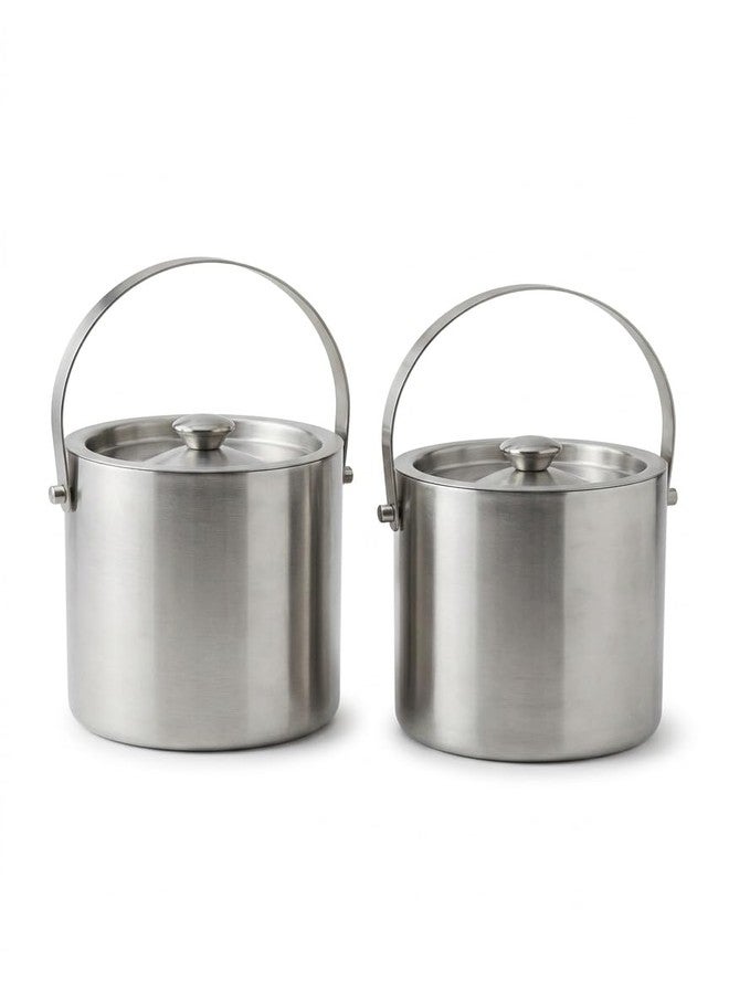 Nooks Stainless Steel Double Insulated ice Buckets 1ltr in Pack of 2 in Silver Color for Home, Bar and Mini-Bar and for Cocktail and mocktail Parties - Image 1