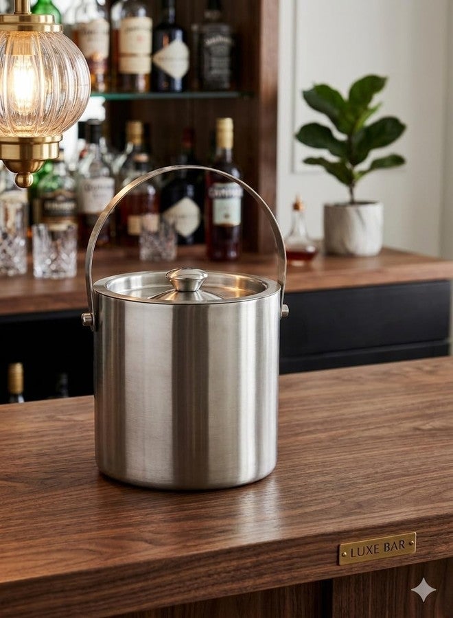 Nooks Stainless Steel Double Insulated ice Buckets 1ltr in Pack of 2 in Silver Color for Home, Bar and Mini-Bar and for Cocktail and mocktail Parties - Image 2