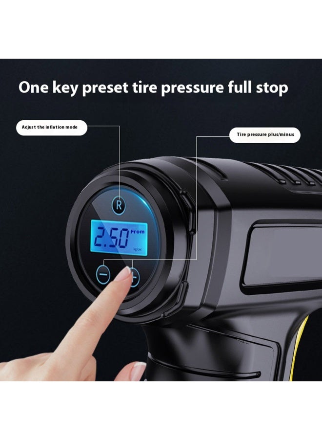 TEXEEM Smart Digital Tire Inflator, Portable Wireless Air Compressor with LCD Display, 150 PSI Battery Powered, LED Light, Metal Construction, Automatic Pressure Control, Black - Image 2