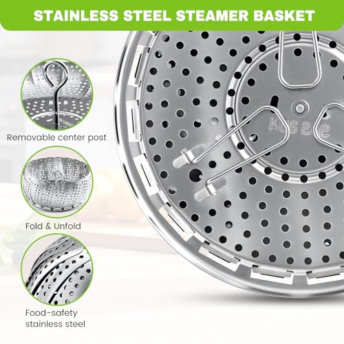 ZOCY Steamer Basket Stainless Steel Instant Pot Accessories for Food and Vegetable, Zocy Premium Expandable Steam Basket to Fit Various Size Pots Medium (6.1" to 10.2")) - Image 5