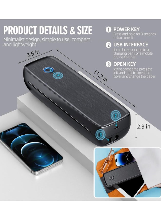 Marklife Thermal Printer Sticker Printer  203 DPI High Resolution, Photo Printer, Label Printer Bluetooth & USB, for Home/Office, School, Black - Image 2