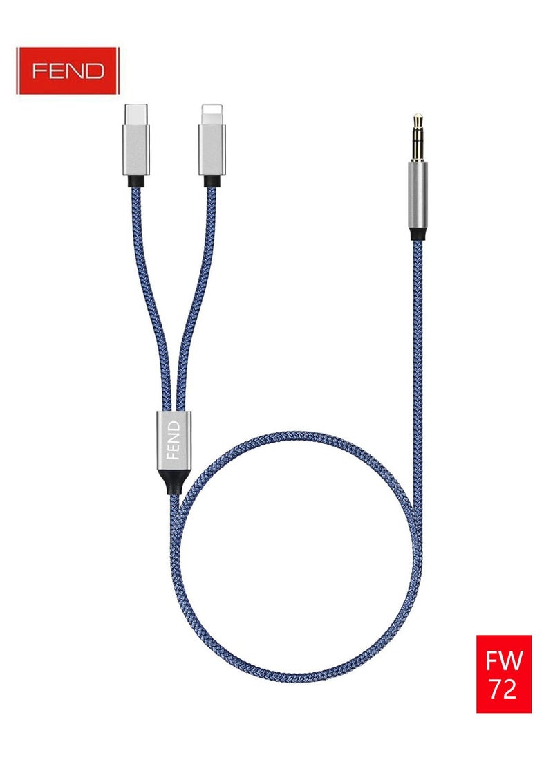 FEND FEND FW72 2-in-1 AUX Cable 3.5MM to Type-C & Lightning Plug and Play 1 Meter  - Image 1