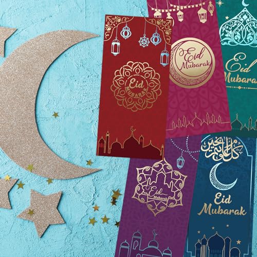 Fancy Land 18PCS Eid Mubarak Greeting Cards with Envelopes Gold Foil Eid Money Holder Cards Ramadan EID Religious Cards Party Favors - Image 5
