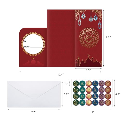 Fancy Land 18PCS Eid Mubarak Greeting Cards with Envelopes Gold Foil Eid Money Holder Cards Ramadan EID Religious Cards Party Favors - Image 2