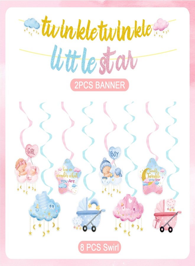 Romart Twinkle Twinkle Little Star Party Decorations, Twinkle Party Supplies Decor, Includes 2 Banners, 8 Swirls for Gender Reveal Baby Shower Parties - Image 2